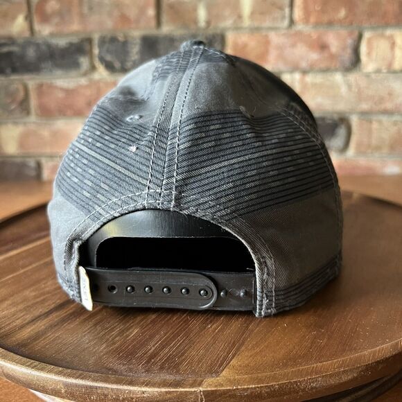 Vans Off The Wall Hat Gray Striped Canvas Brown Logo Adjustable Cap Mens - Picture 7 of 16